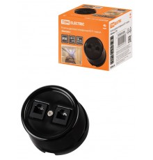 Розетка двойная телефонная RJ11 черная "Болонь"  SQ1820-0250  TDM