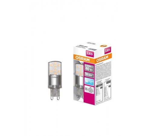 Лампа светодиодная LED STAR PIN40 3, 5W, G9, 220 Вольт LEDSPIN40 CL 3, 5W/840 230V G910X1RU  4058075315853  Osram