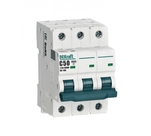 Выключатель автоматический трехполюсный ВА-105 50А C 10кА  13182DEK  DEKraft