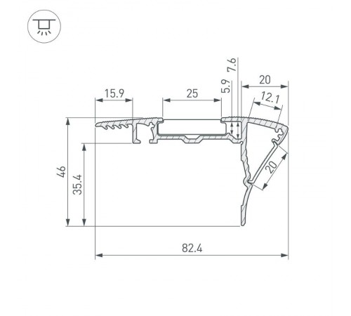 Профиль с экраном ALU-STAIR-DK-2000 ANOD+FROST  015473  Arlight