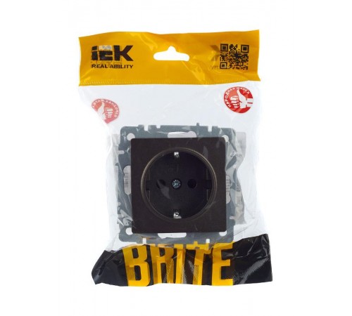 BRITE Розетка с заземлением со шторками 16А РС14-1-0-БрТБ темная бронза  BR-R14-16-K45  IEK