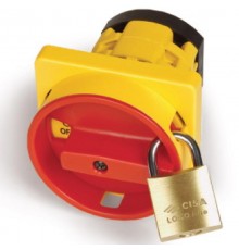 Желт.площадка и круглая красн.ручка под замок, 67х67, на винты  AZ1001  DKC