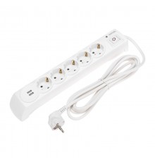 Фильтр сетевой 5 гнезд, 3м, 3х1,5мм, с автовыкл, 2 USB, белый  13-4700  Kranz