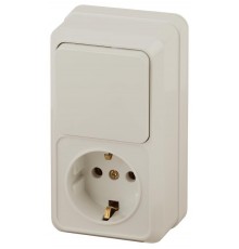 Блок розетка с выключателем Intro Quadro 2-705-02 вертикальный 10(16)А-250В, IP20, ОУ, слоновая кость  Б0053884  Intro