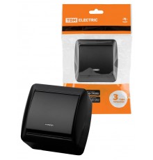 Выключатель 1-кл. открытой установки с подсветкой IP44 10А графит "Селигер"  SQ1818-0303  TDM