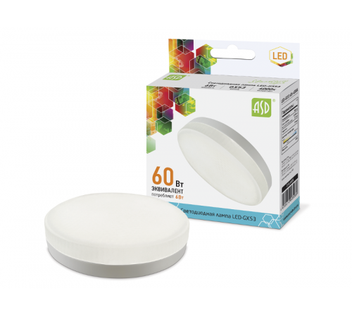 Лампа светодиодная LED-GX53-standard 6Вт 230В 4000К 540Лм  4690612005089  ASD