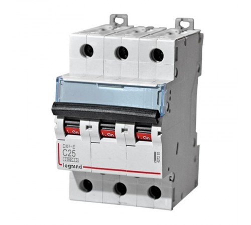 Выключатель автоматический трехполюсный DX3-E 6000 25А C 6кА  407293  Legrand