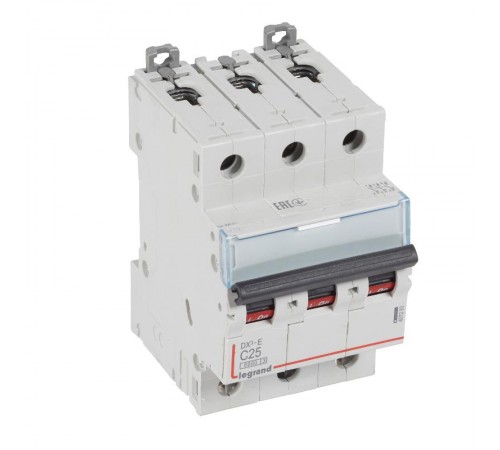 Выключатель автоматический трехполюсный DX3-E 6000 25А C 6кА  407293  Legrand