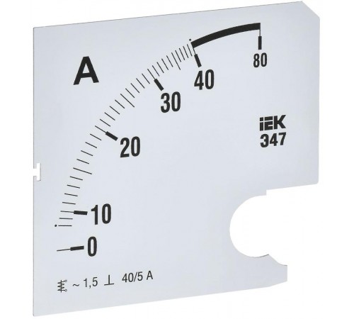 Шкала смен. для амперметра Э47 40/5А-1,5 96х96мм  IPA20D-SC-0040  IEK