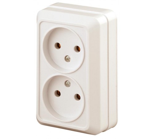 Розетка Intro Quadro 2-203-02 двойная без заземления 2х2P, 16А-250В, IP20, ОУ, Quadro, слоновая кость  Б0053794  Intro