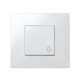 Simon 27 Выключатель 1-кл кнопочный с пиктограммой "лампа", 10А 250В, широкий модуль, S27, белый  27151-65  Simon