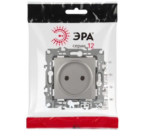 Розетка ЭРА Серия 12 12-2105-16 , 2P, 16А-250В, титан   Б0065699  ЭРА