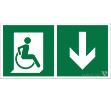 Знак безопасности BL-4020.E70"Указ. двери эвакуац. выхода (прав.) для МГН"  a20256  Белый свет