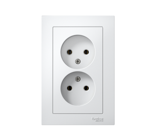 AtlasDesign Белый Розетка без заземления двойная, 16А, (в сборе с рамкой)  ATN000120  SE