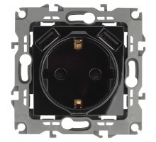 12-4109-06 Розетка с заземлением 16A-250В, штор. с 2xUSB 5В-3А, 12, чёрный   Б0047845  ЭРА