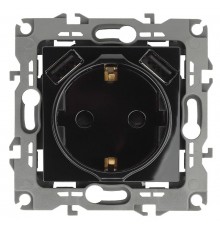 12-4109-06 Розетка с заземлением 16A-250В, штор. с 2xUSB 5В-3А, 12, чёрный   Б0047845  ЭРА