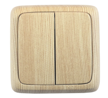 Выключатель открытой установки, двухклавишный, цвет сосна  ВА10-151-02  HEGEL