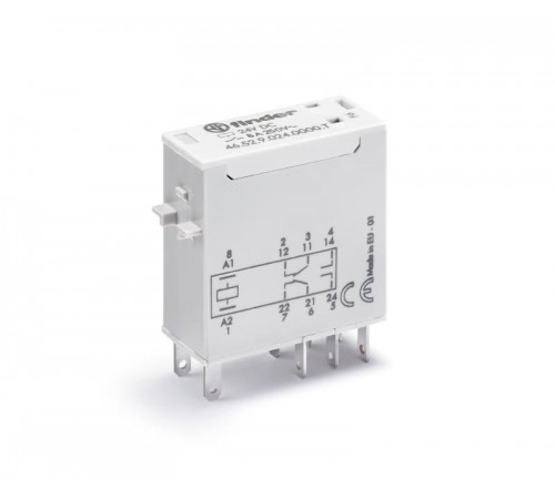 Миниатюрное промышленное электромеханическое реле; монтаж в розетку или наконечники Faston (2.5х0.5мм); 2СO 8A; контакты AgNi  465291100000T  Finder