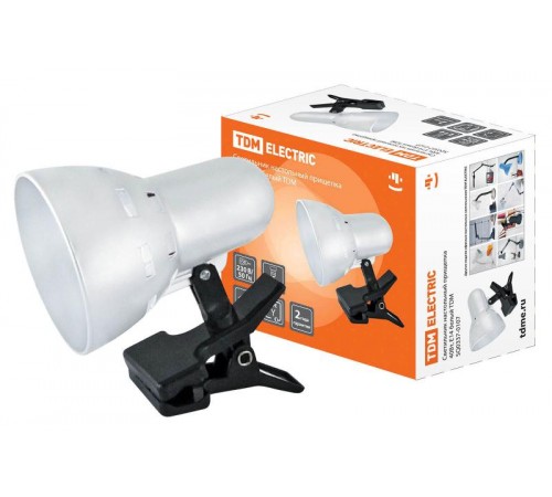 Светильник настольный прищепка 40Вт, E14 белый  SQ0337-0107  TDM