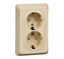 Этюд Кремовый С/У Розетка 2-ая с заземлением со шторками 16А 250B  PC16-108K  SE