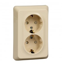 Этюд Кремовый С/У Розетка 2-ая с заземлением со шторками 16А 250B  PC16-108K  SE