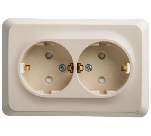 Этюд Кремовый С/У Розетка 2-ая с заземлением со шторками 16А 250B  PC16-108K  SE