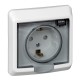Этюд Белый С/У Розетка с заземлением с защитными шторками с крышкой IP44  PC16-044B  SE