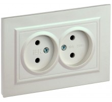 BRITE Розетка 2-ая без заземления без шторок10А в сборе РС12-2-БрЖ жемчуг  BR-R20-10-K36-F  IEK