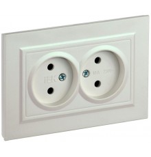 BRITE Розетка 2-ая без заземления без шторок10А в сборе РС12-2-БрЖ жемчуг  BR-R20-10-K36-F  IEK