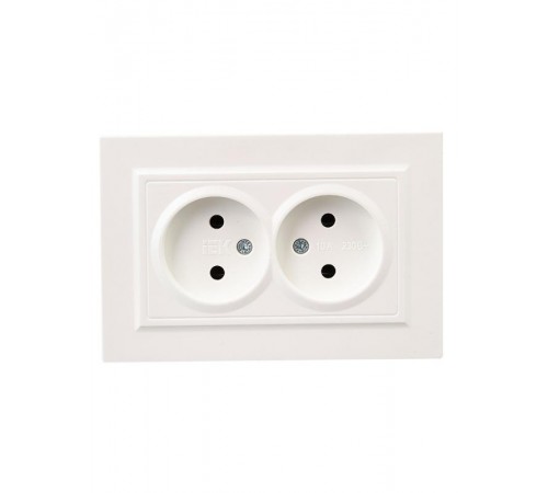 BRITE Розетка 2-ая без заземления без шторок10А в сборе РС12-2-БрЖ жемчуг  BR-R20-10-K36-F  IEK