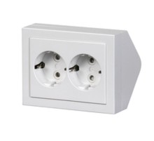 Розетка двойная Schuko, угловая, алюминий  402EE-83   2TKA00001612  ABB