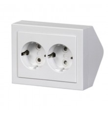 Розетка двойная Schuko, угловая, алюминий  402EE-83   2TKA00001612  ABB