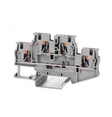 Клемма двухуровневая, зажим push-in, 4 точки подключения, 4 кв.мм, серая  VPRTT-4-GY  DKC