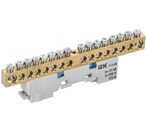 TEKFOR Шина N "ноль" неизолированная на универсальном держателе 8х12-16-С  TF-NN20-16-DL-K07  IEK