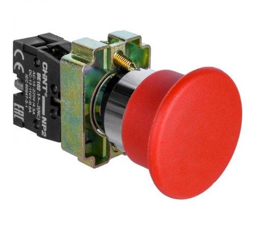 Кнопка управления "Грибок" 40мм самовозв. NP2-BC42 без подсветки красная 1НЗ, IP40 (R)  573974  CHINT