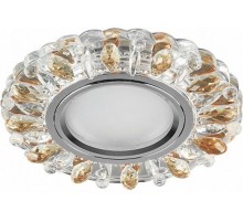 Светильник точечный встраиваемый под лампу, с LED подсветкой CD916 15LED*2835 SMD 4000K, MR16 50W G5.3, прозрачный-коричневый, хром  28990  FERON