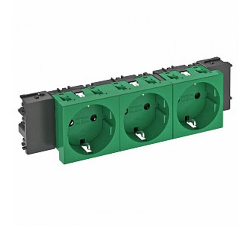 Розетка тройная 0° Modul45connect с з/к, 250 В, 16A (зеленый) (STD-D0C MZGN3)  6120386  OBO Bettermann