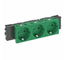 Розетка тройная 0° Modul45connect с з/к, 250 В, 16A (зеленый) (STD-D0C MZGN3)  6120386  OBO Bettermann