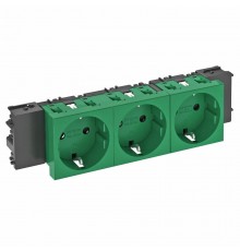 Розетка тройная 0° Modul45connect с з/к, 250 В, 16A (зеленый) (STD-D0C MZGN3)  6120386  OBO Bettermann