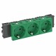 Розетка тройная 0° Modul45connect с з/к, 250 В, 16A (зеленый) (STD-D0C MZGN3)  6120386  OBO Bettermann