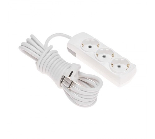 Удлинитель PREMIUM 3 гнезда, 5м, 3х1,5мм, с/з, белый  13-4102  REXANT