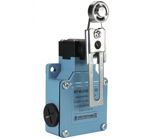 ВП 40-2143М-66 У2, рычаг со стальным роликом, рег. по длине, 1з и 1р, мгновенный, без сальника, IP66, выключатель путевой  ET007716 Электротехник