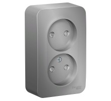 Blanca Алюминий О/У с изолирующей пластиной Розетка 2-ая без заземления со шторками 16А, 250В  BLNRA001213  SE