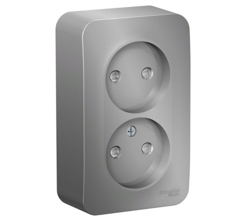 Blanca Алюминий О/У с изолирующей пластиной Розетка 2-ая без заземления со шторками 16А, 250В  BLNRA001213  SE