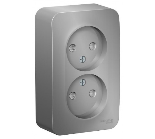 Blanca Алюминий О/У с изолирующей пластиной Розетка 2-ая без заземления со шторками 16А, 250В  BLNRA001213  SE