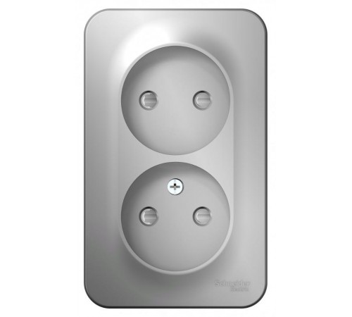 Blanca Алюминий О/У с изолирующей пластиной Розетка 2-ая без заземления со шторками 16А, 250В  BLNRA001213  SE