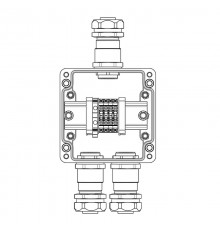 Взрывозащищенная клеммная коробка из полиэстера TBE-P-03-(4xCBC.4-1xTEO.4)-1xKAEPM3MHK-20(A)-2xKAEPM3MHK-20(C)1Ex e IIC Т5 Gb / Extb IIIC T95°C Db IP6