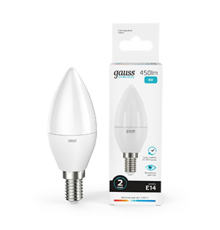 Лампа светодиодная LED 6Вт E14 220В 4100К Elementary свеча  33126  Gauss