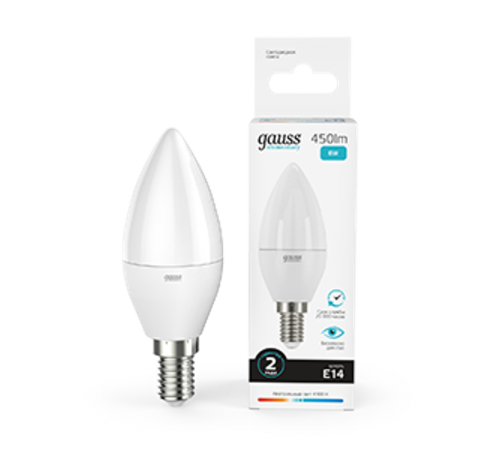 Лампа светодиодная LED 6Вт E14 220В 4100К Elementary свеча  33126  Gauss
