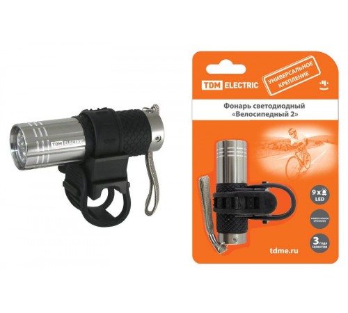 Фонарь велосипедный 9хLED 3хAAA Велосипедный 2, с креплениями  SQ0350-0028  TDM